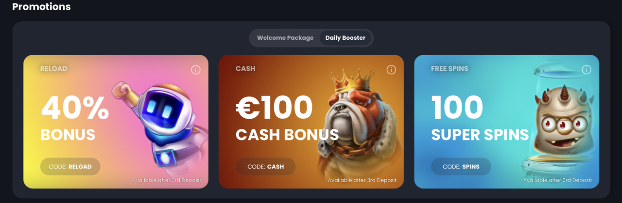 Daily Booster bei Bitkingz mit Reload-, Cash- und Freispiel-Bonus